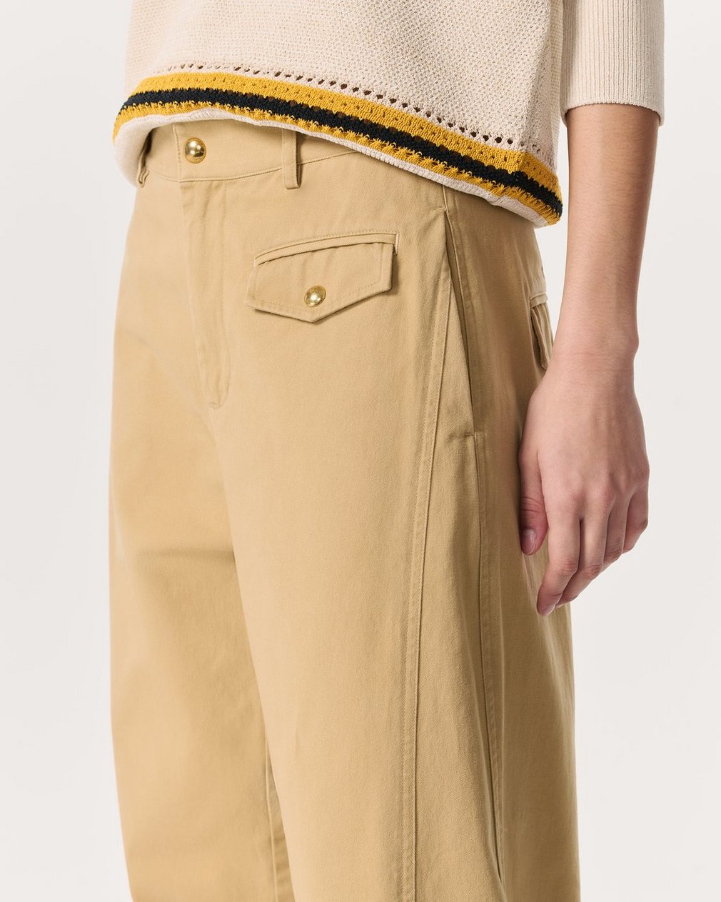 Renata Cotton Twill Utility Pants Beige - Image 4