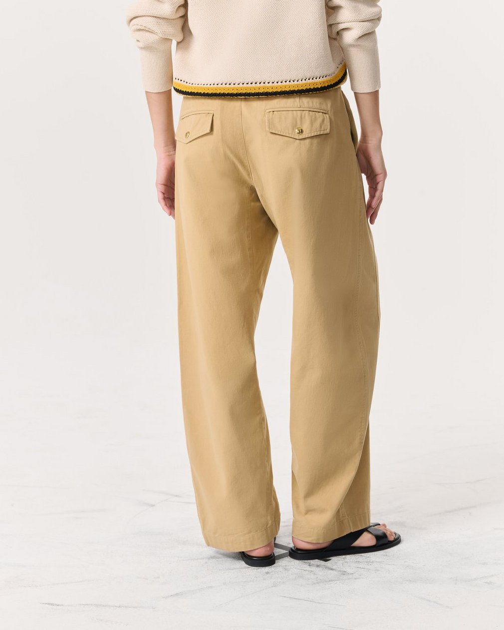 Renata Cotton Twill Utility Pants Beige - Image 5