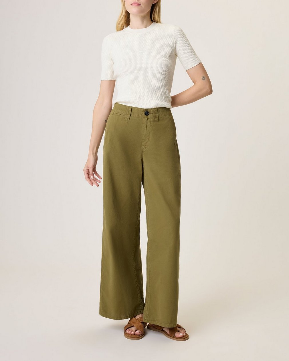 Evie Cotton Pant Army Green / Green
