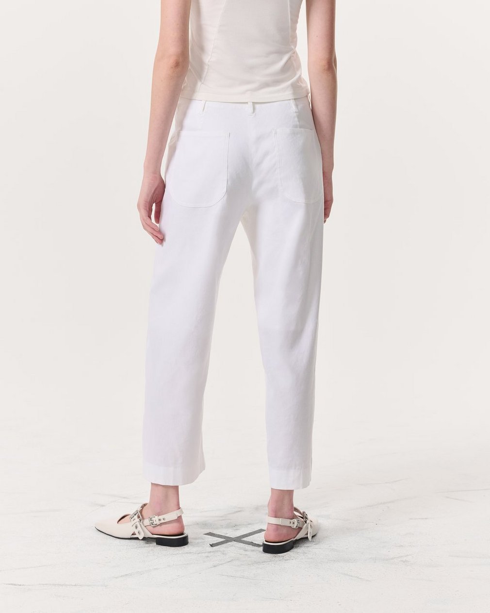 Banks Ankle-Length Linen-Blend Pants White - Image 5