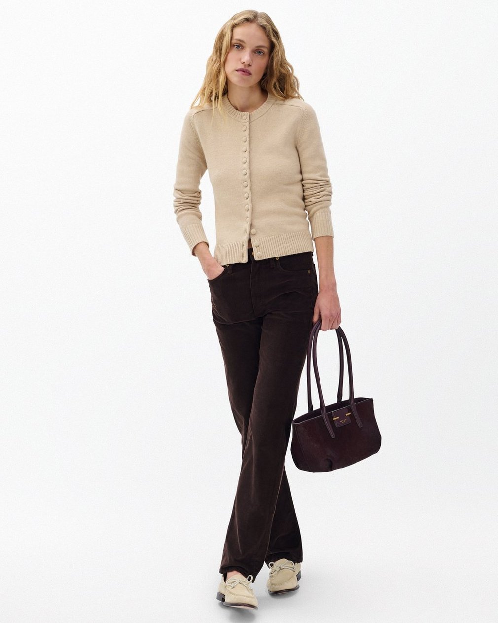 Hadley Wide-Leg Corduroy Pants Dark Brown
