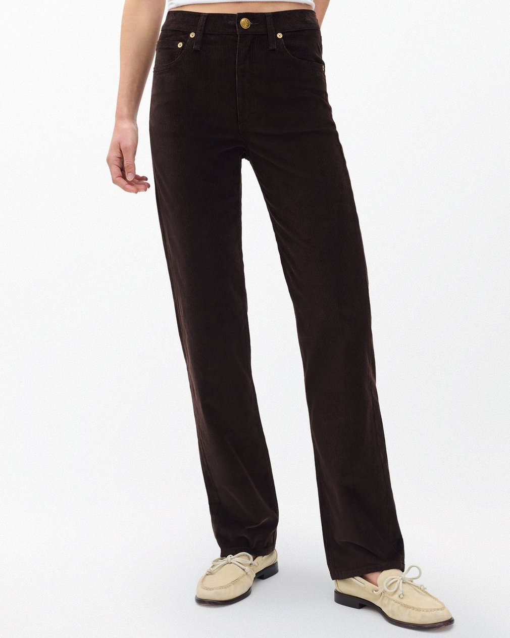 Hadley Wide-Leg Corduroy Pants Dark Brown - Image 3