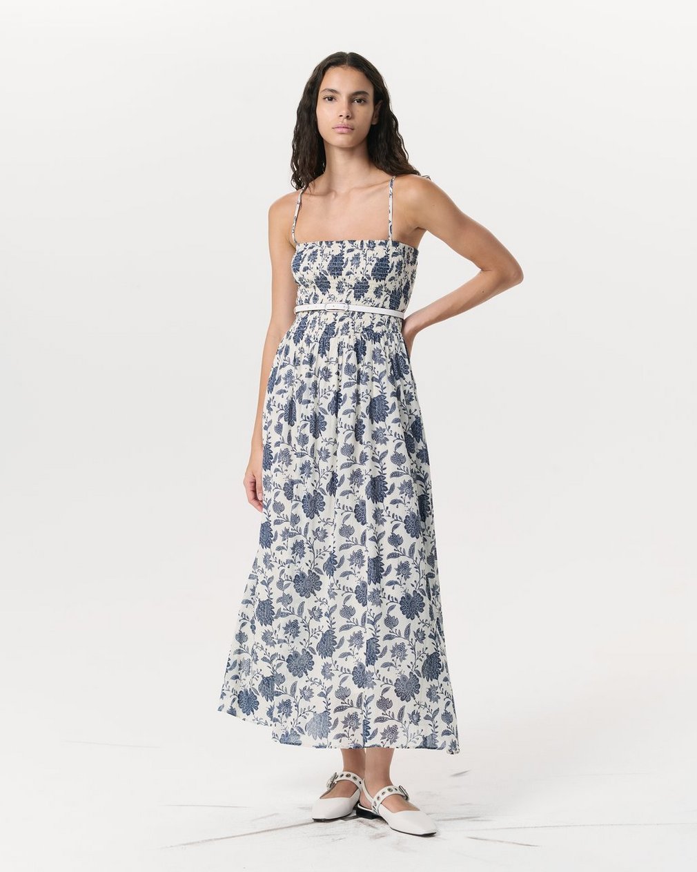 Hallie Floral Cotton-Silk Maxi Dress Cream Floral - Image 3