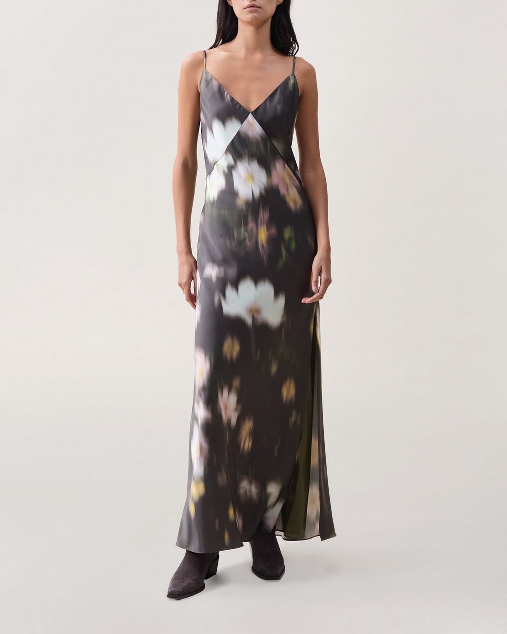 Rissa Satin Slip Dress Yellow Floral