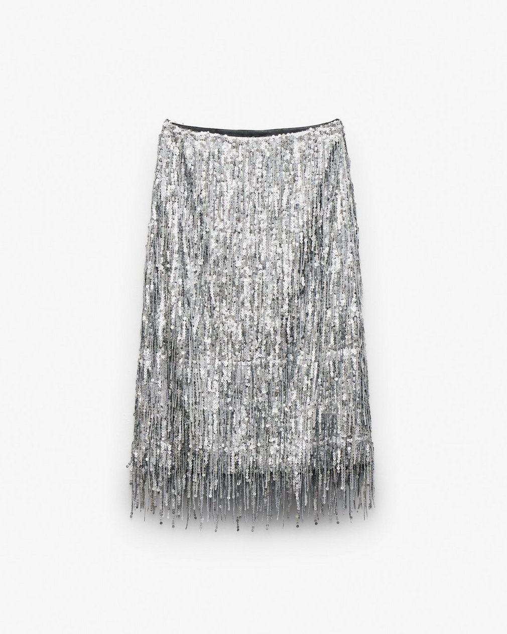 Billie Sequined Tassel Midi Skirt Gunmetal - Image 2