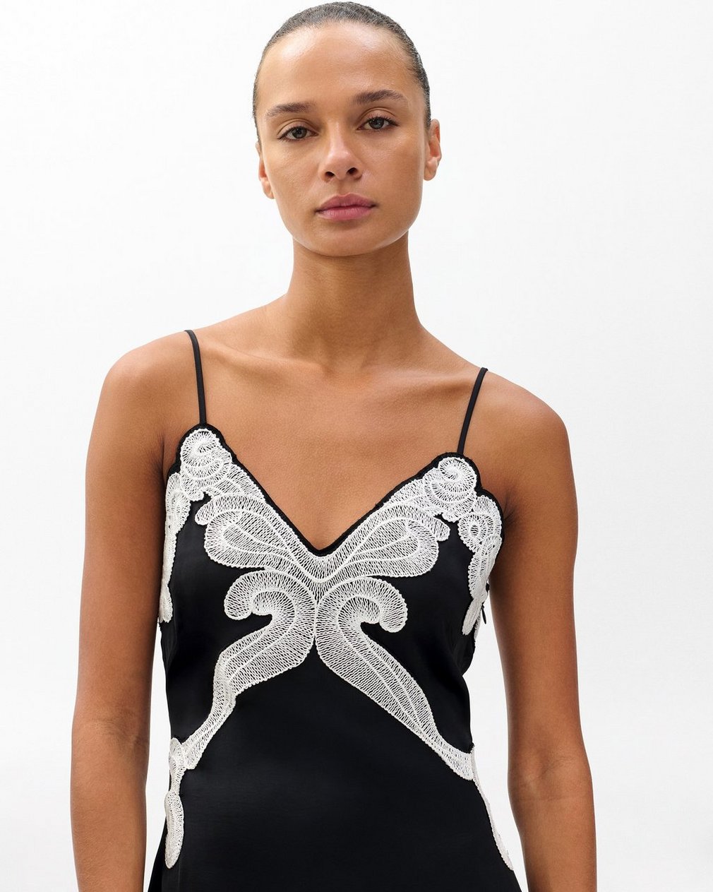 Ann Embroidered Slip Dress Black - Image 4