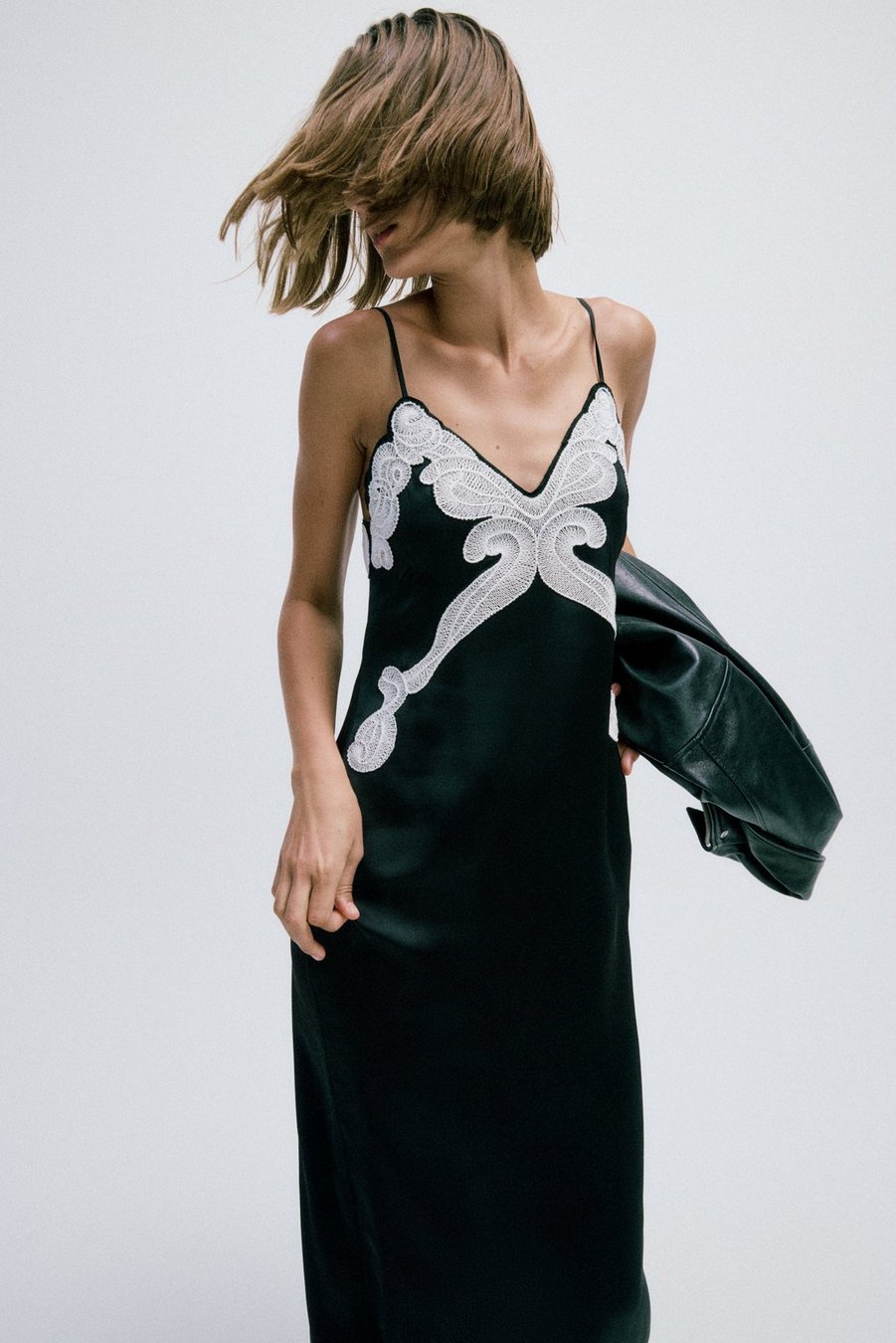 Ann Embroidered Slip Dress Black - Image 7