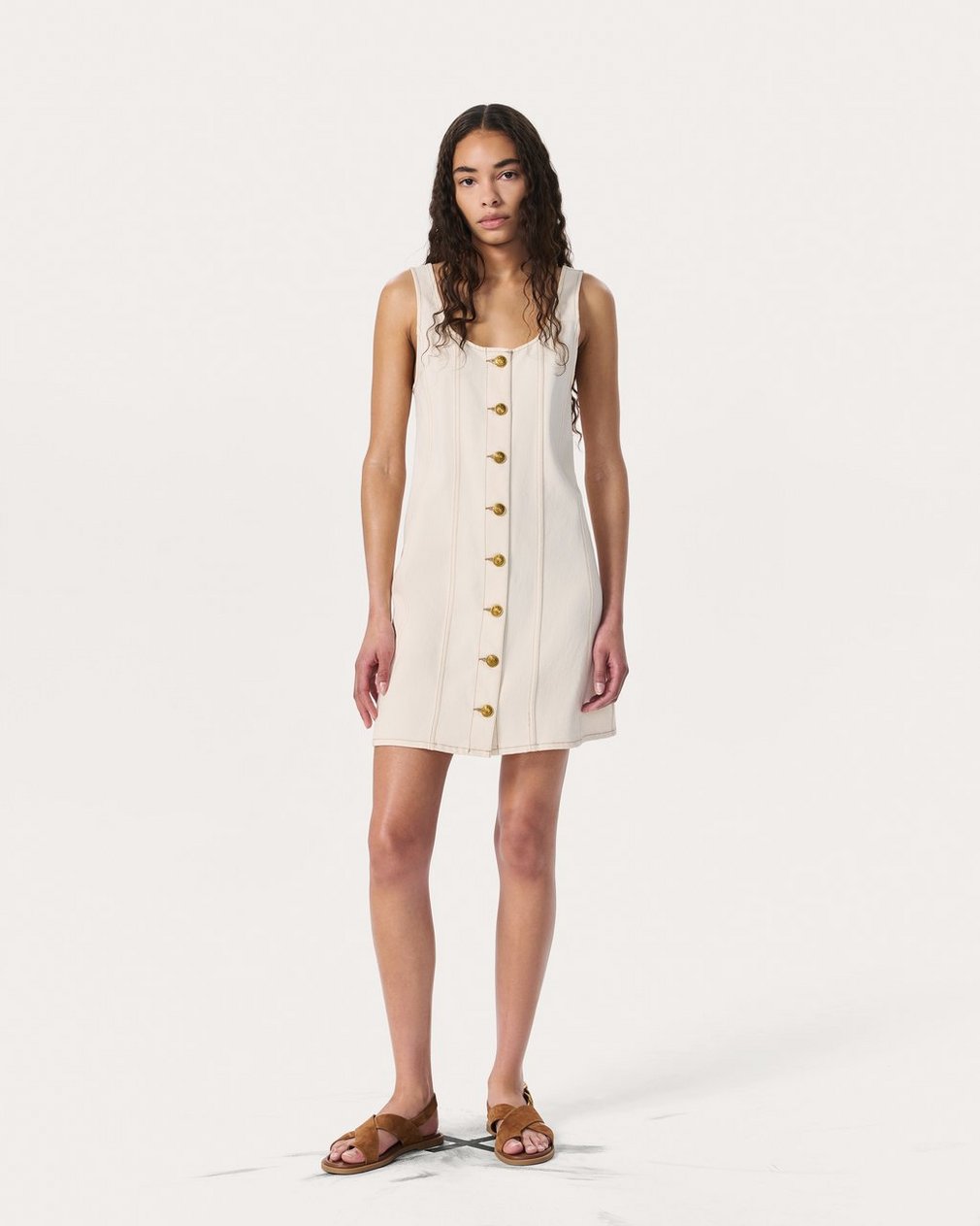 Laney Denim Dress Ecru