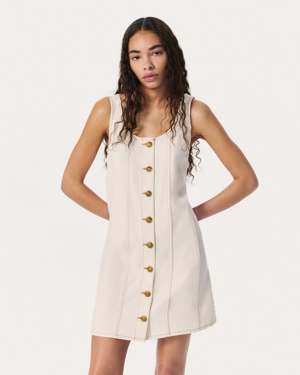 Laney Denim Dress Ecru - Image 3