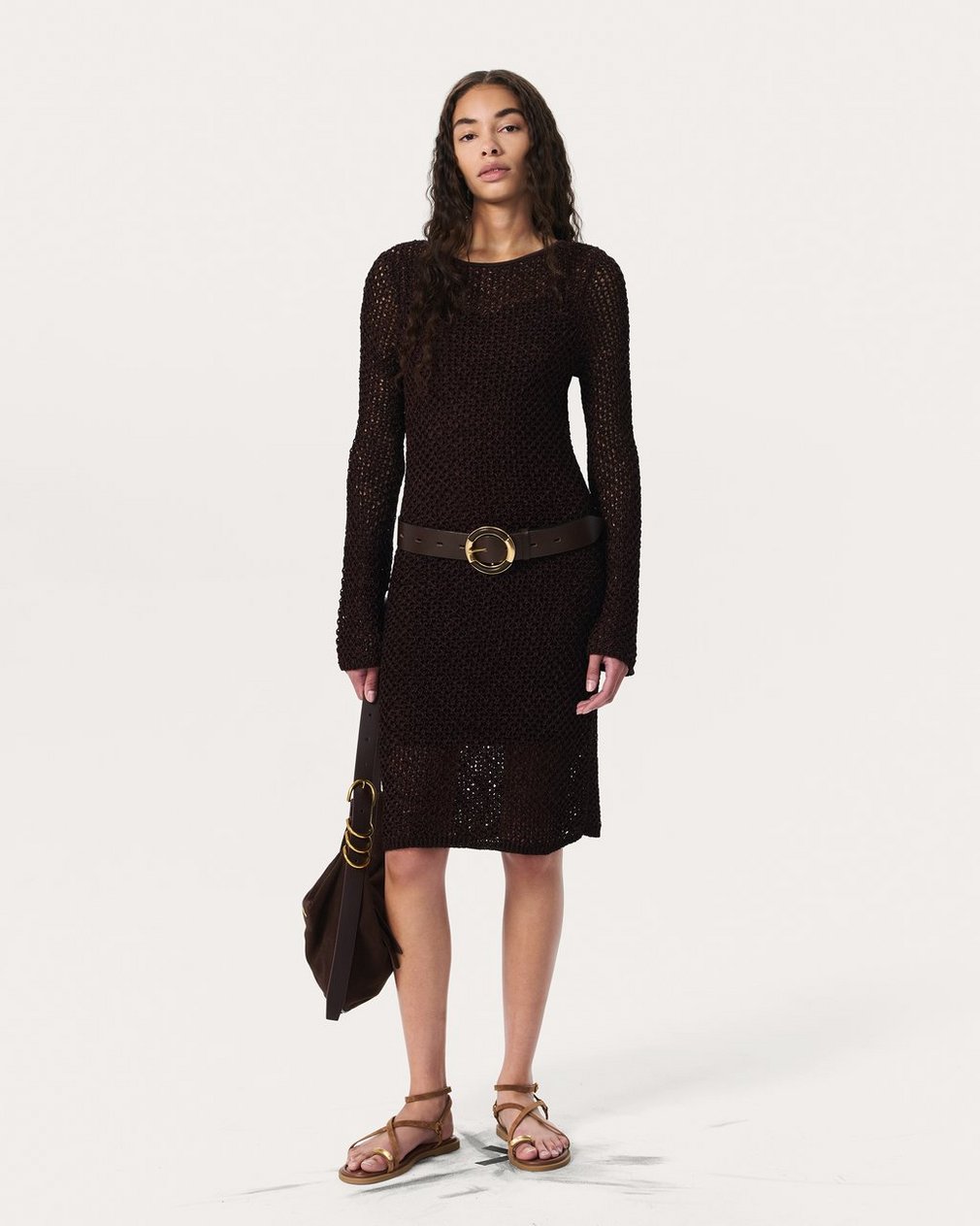 Ellie Knit Mini Dress Brown - Image 7