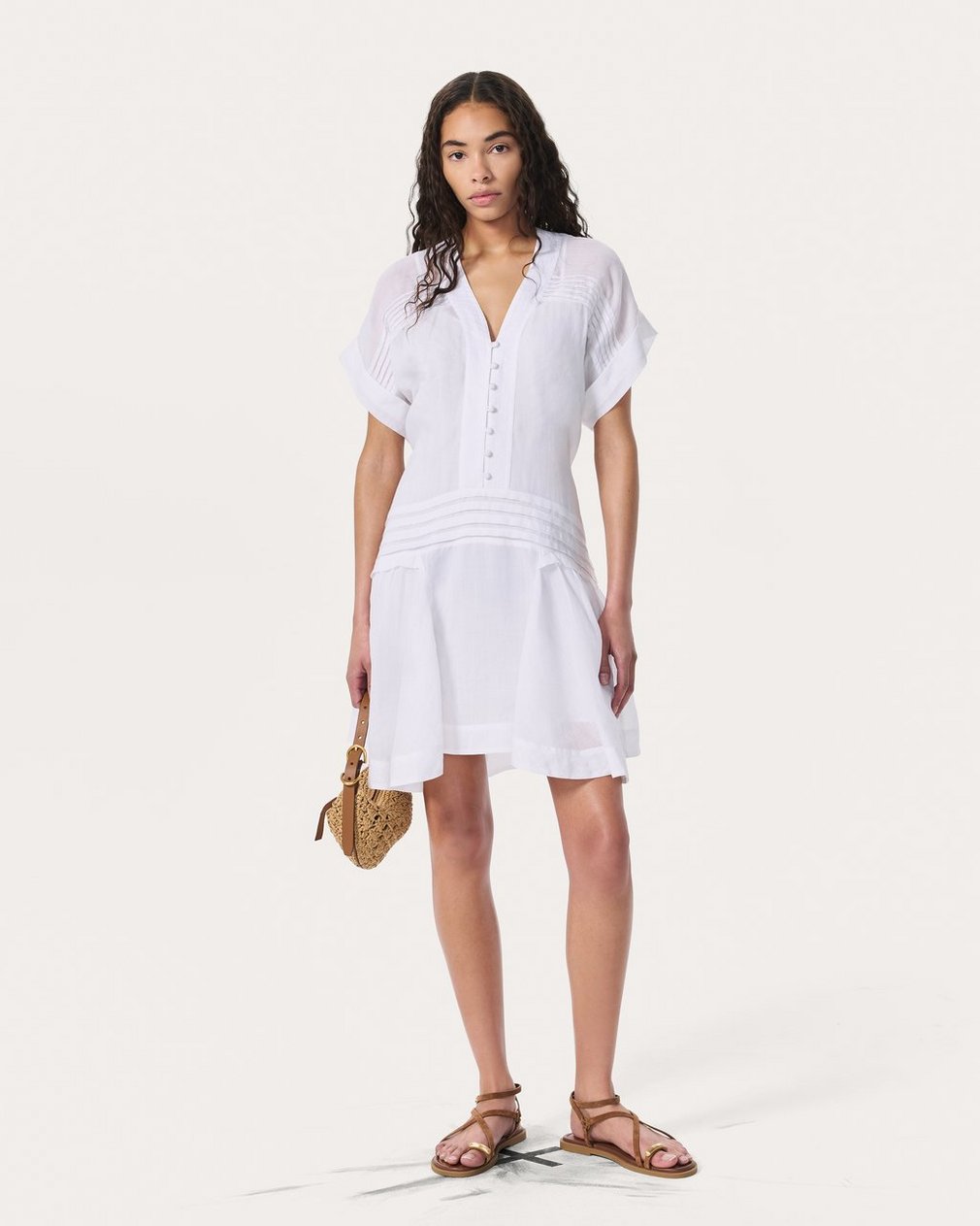 Viviana Pintuck Dress White