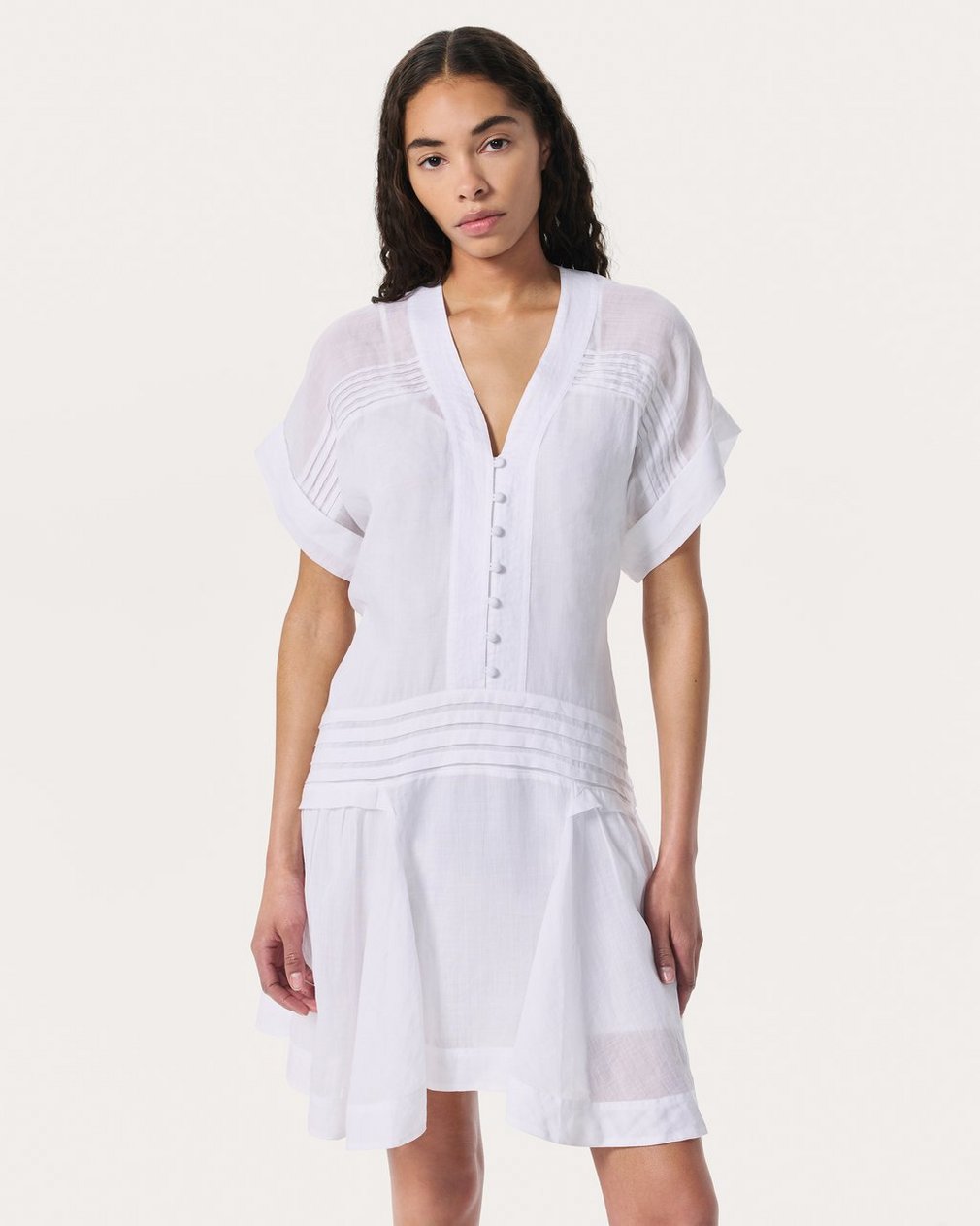 Viviana Pintuck Dress White - Image 3