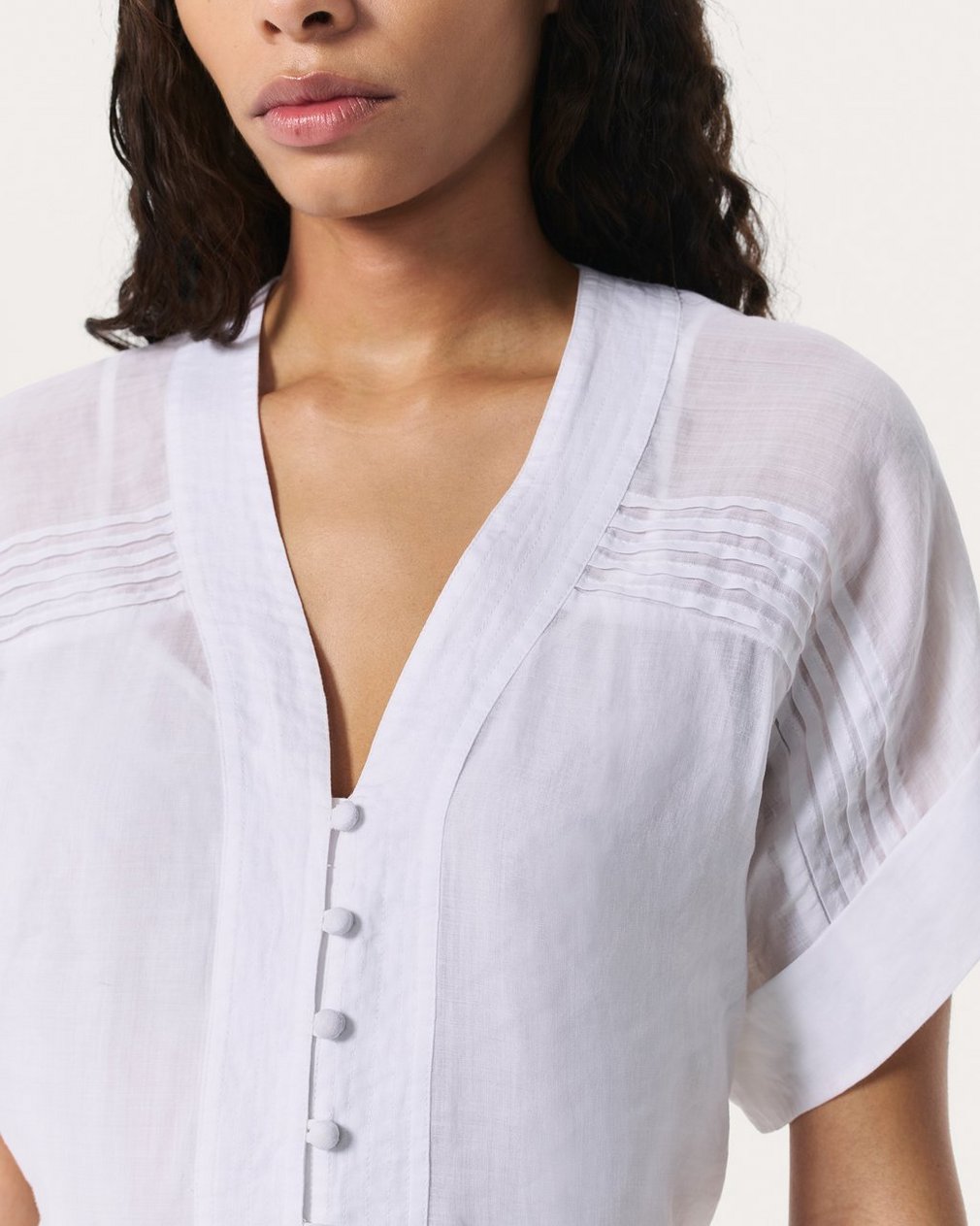 Viviana Pintuck Dress White - Image 4
