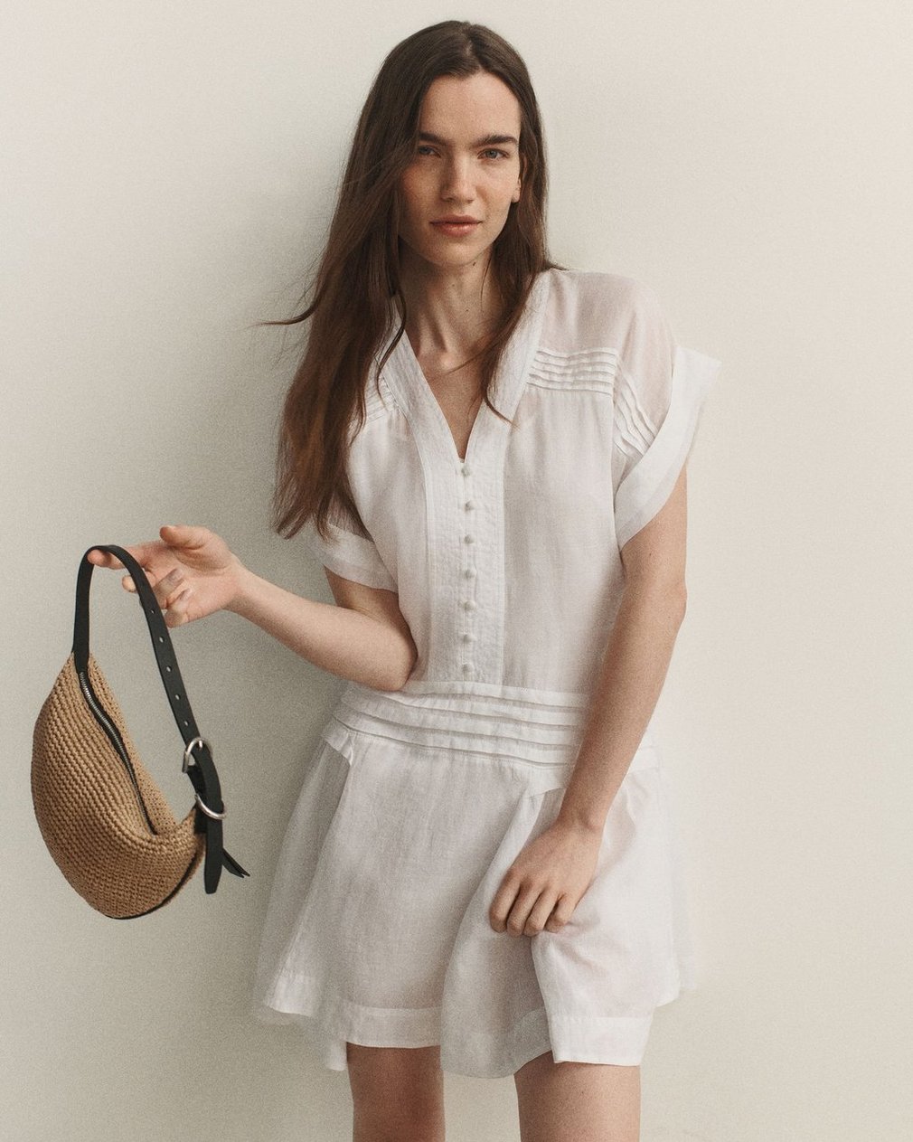 Viviana Pintuck Dress White - Image 8