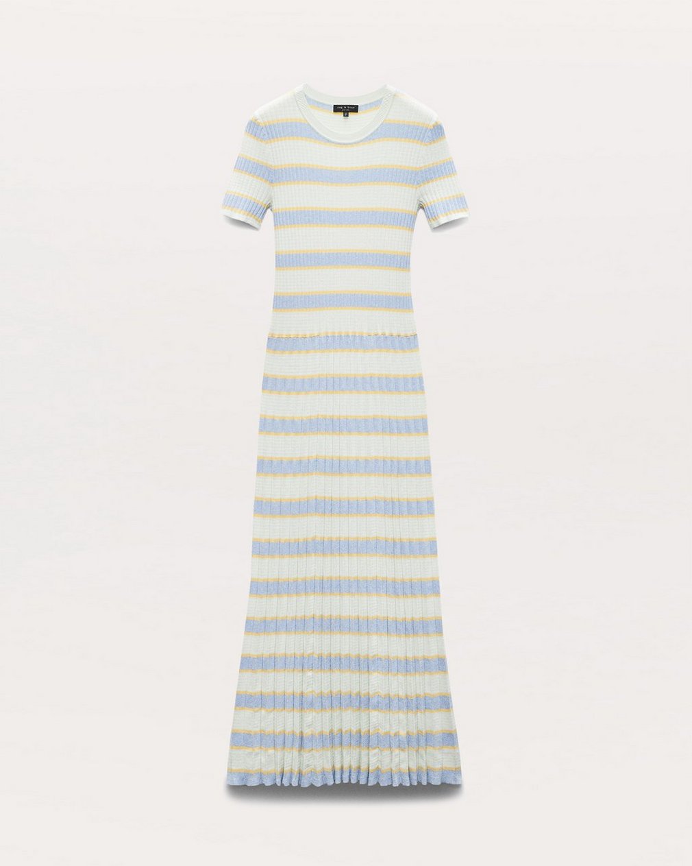 Eloise Striped Rib-Knit Pleated Midi Dress Green Multi - Image 2