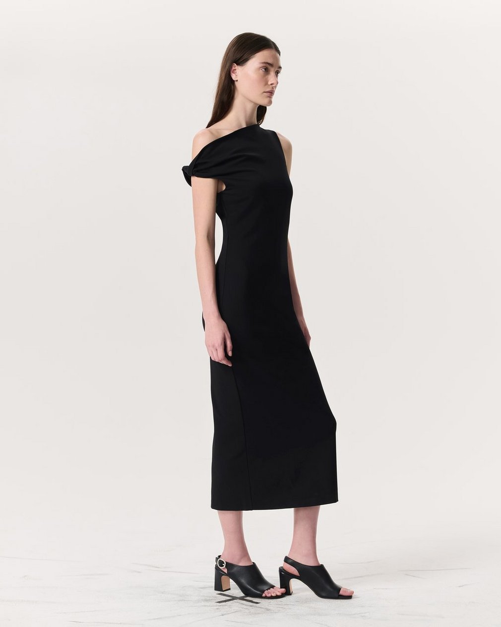 Irina Asymmetric Maxi Dress Black - Image 4