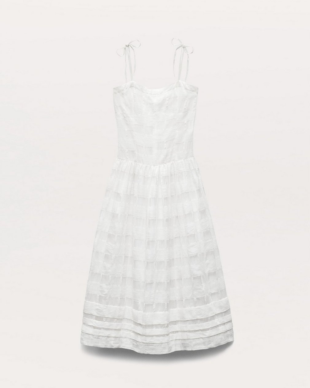 Presley Plaid Cotton-Blend Midi Dress White - Image 2