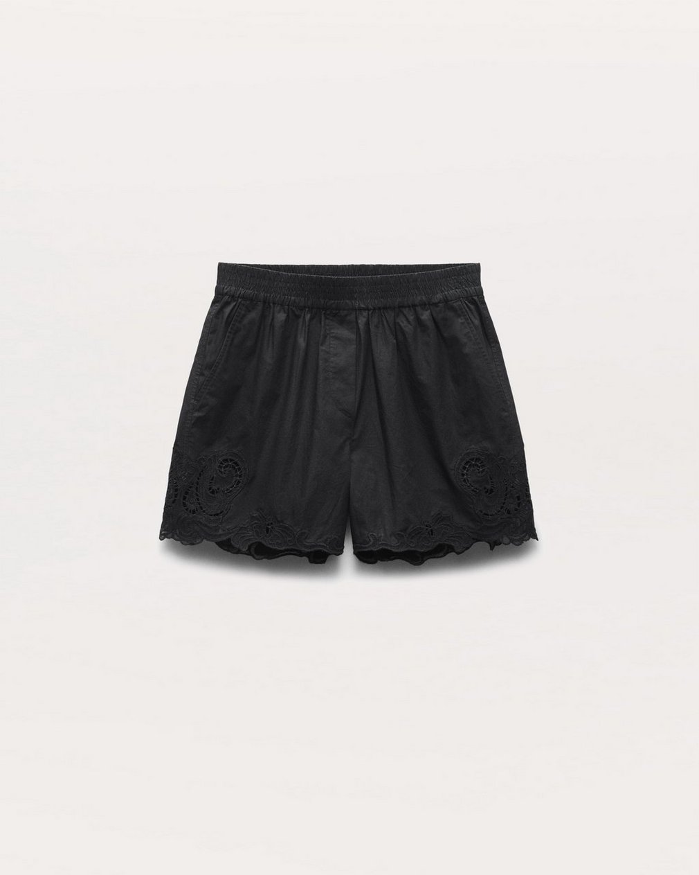 Emma Lace-Trim Poplin Shorts Black - Image 2