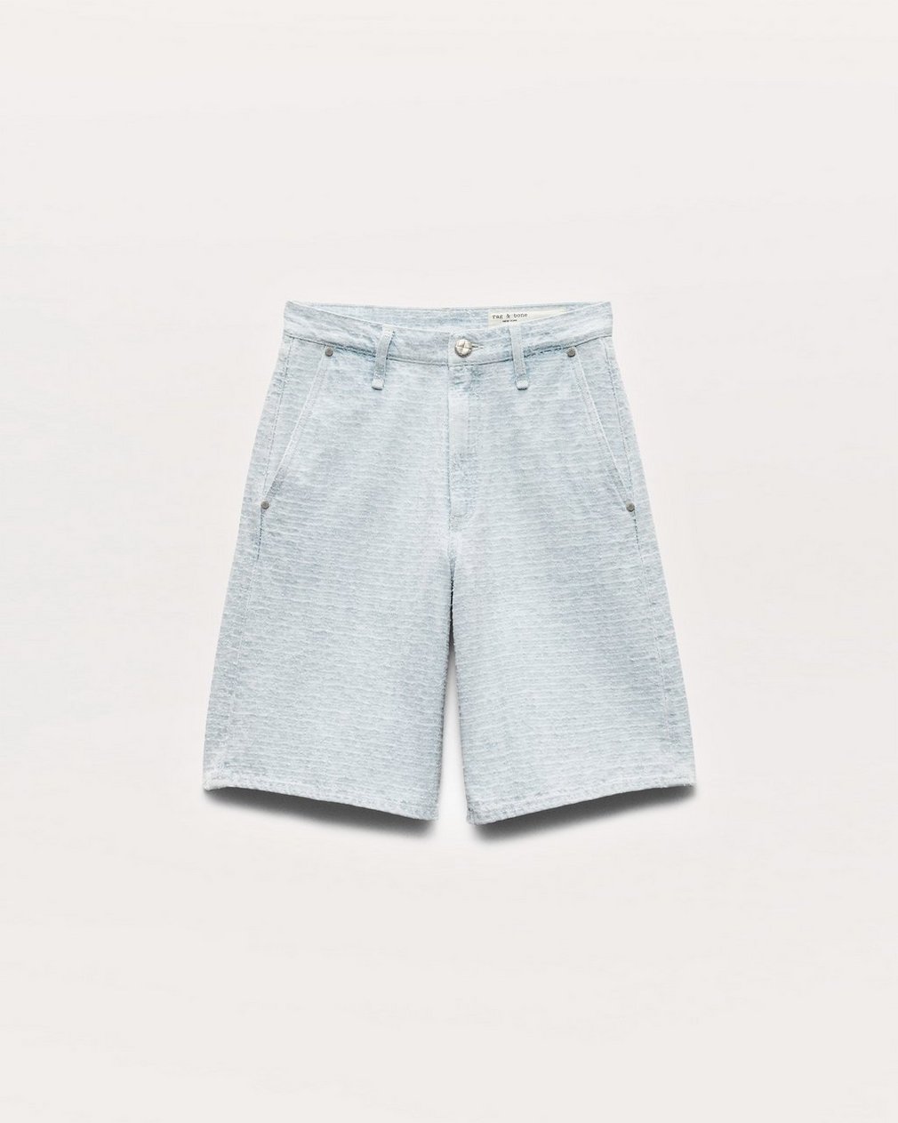 Tailored McKenna Textured Denim Shorts Sky Blue Tweed - Image 2