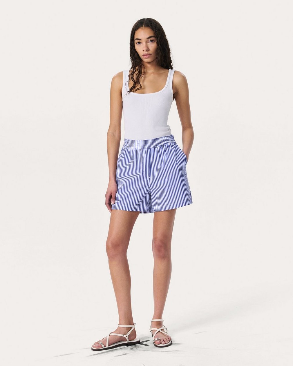 Emma Striped Shorts Navy Stripe - Image 7
