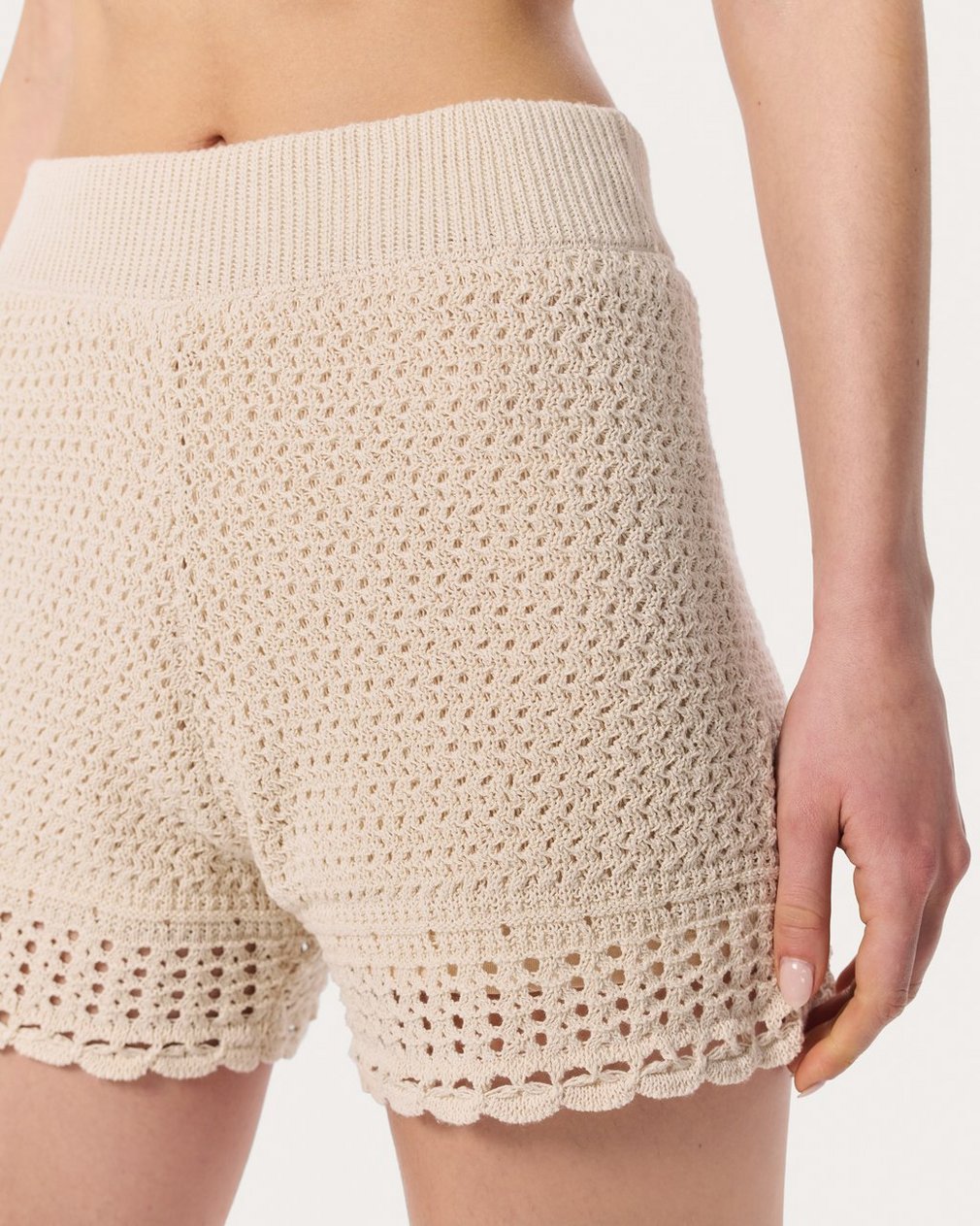 Khloe Open-Knit Shorts Ivory - Image 4