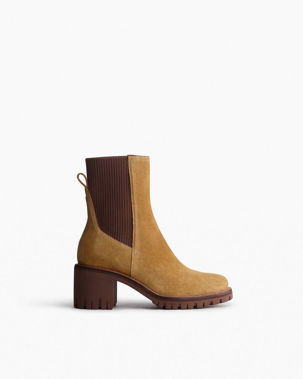 Corey Heeled Suede Chelsea Boots Caramel Suede