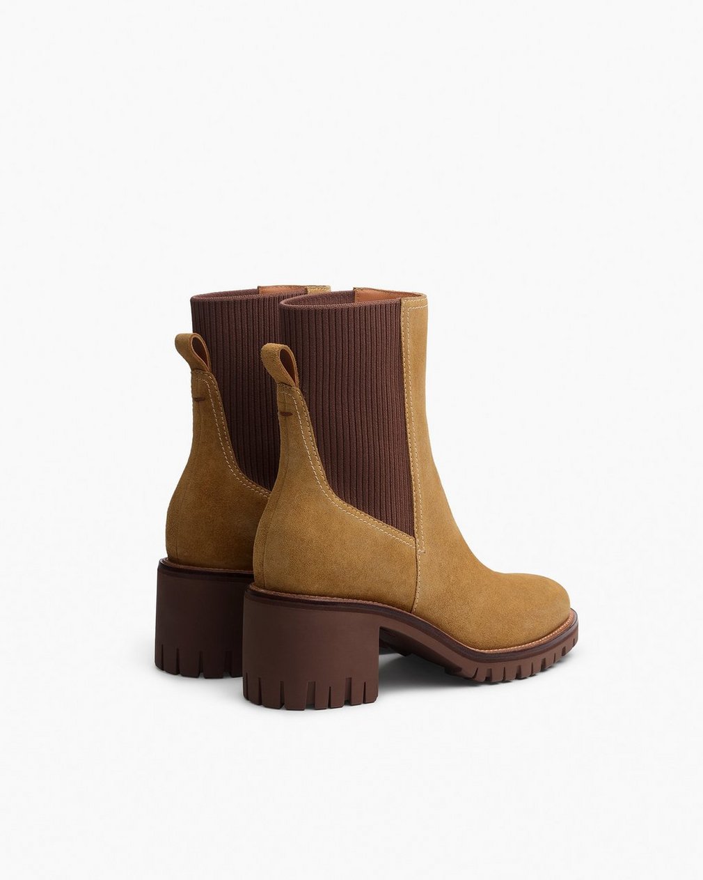 Corey Heeled Suede Chelsea Boots Caramel Suede - Image 4
