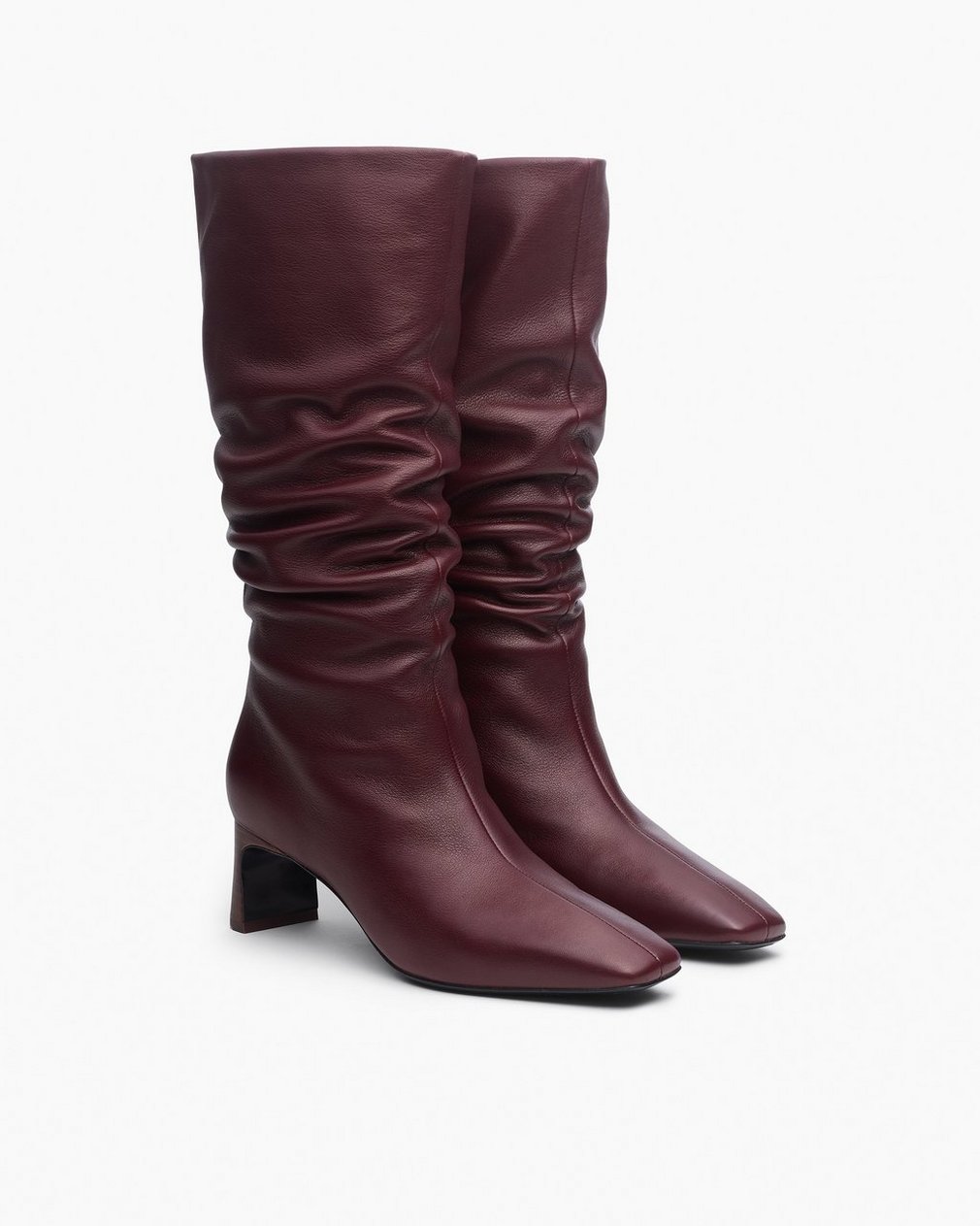 Astor Leather Slouch Boots Bordeaux - Image 4
