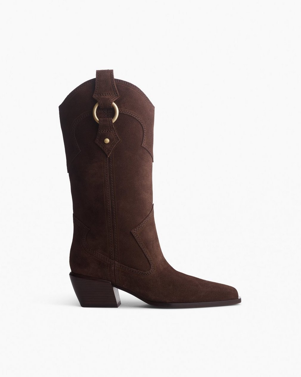 Joni Suede Cowboy Boots Dark Espresso Suede