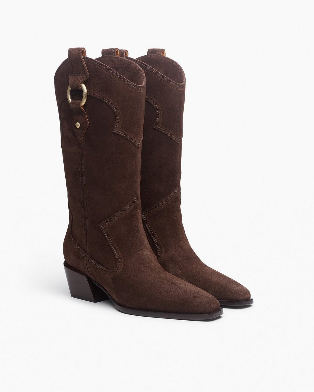 Joni Suede Cowboy Boots Dark Espresso Suede - Image 3