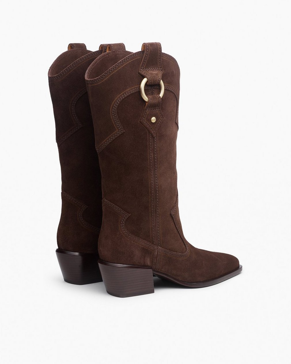 Joni Suede Cowboy Boots Dark Espresso Suede - Image 4