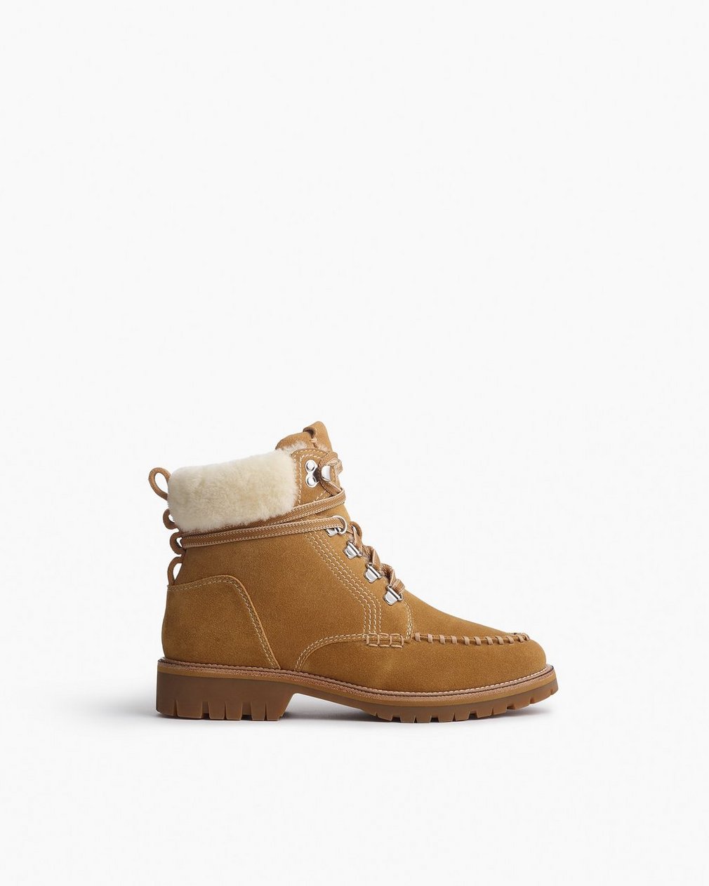 Cameron Suede Shearling Hiking Boots Caramel Suede Shearling