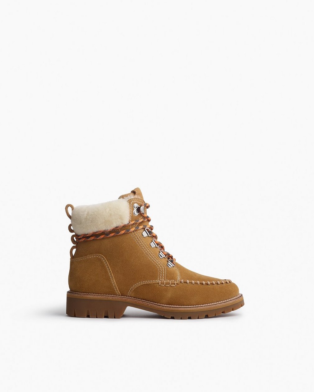 Cameron Suede Shearling Hiking Boots Caramel Suede Shearling - Image 3