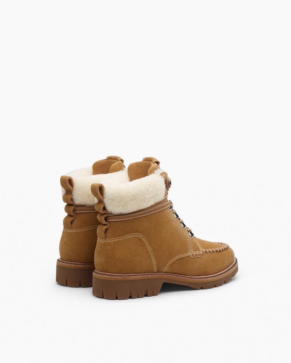 Cameron Suede Shearling Hiking Boots Caramel Suede Shearling - Image 5