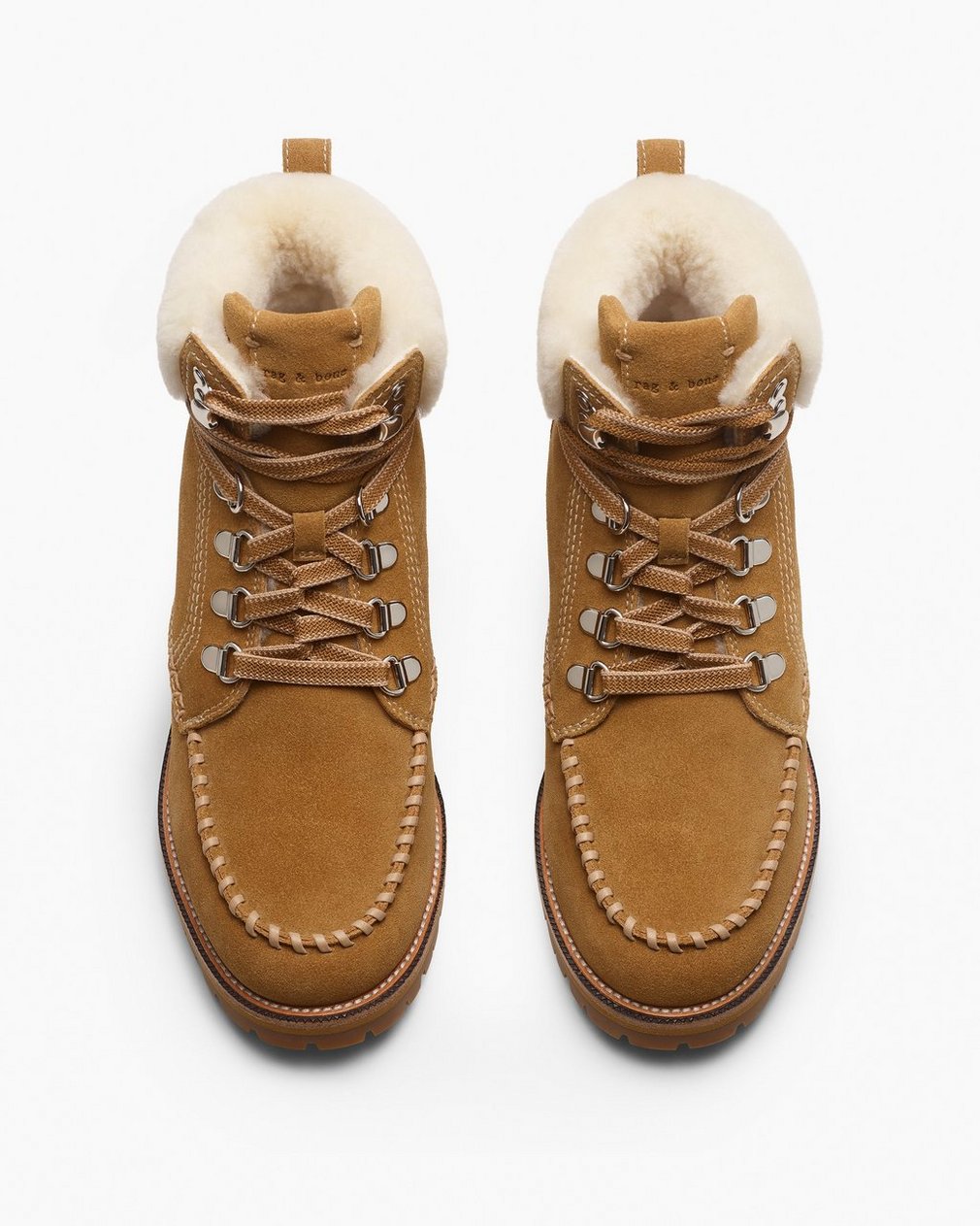 Cameron Suede Shearling Hiking Boots Caramel Suede Shearling - Image 6