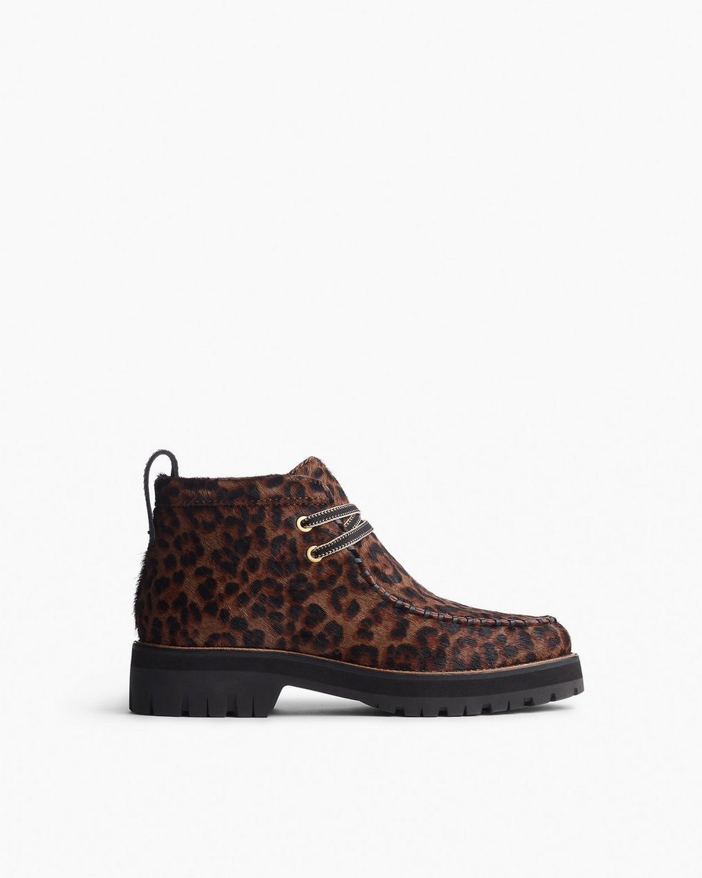 Cameron Leopard Calf Hair Moccasin Boots Leopard Hair Calf