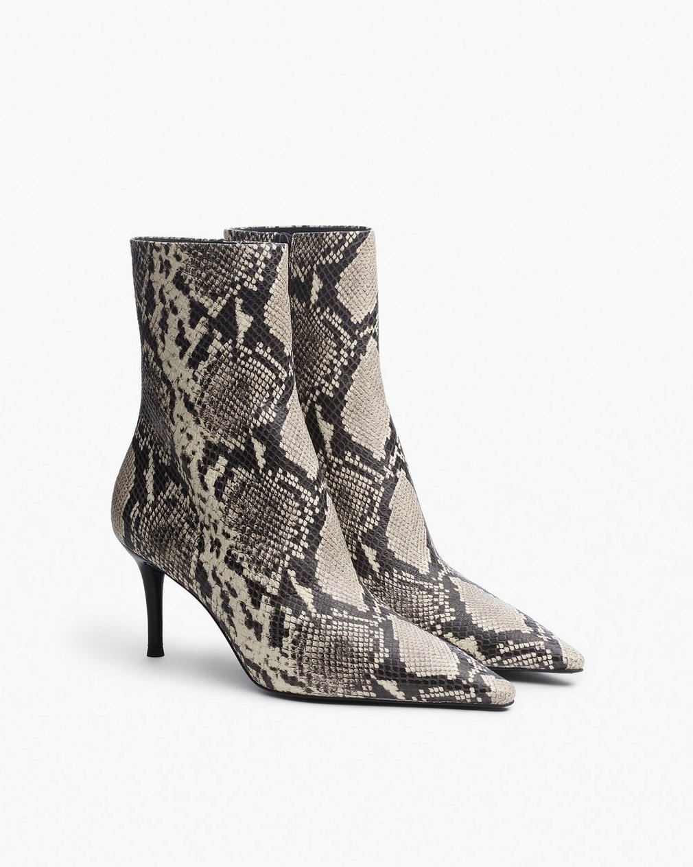 Mercer Embossed Leather Ankle Boots White Snake - Image 3
