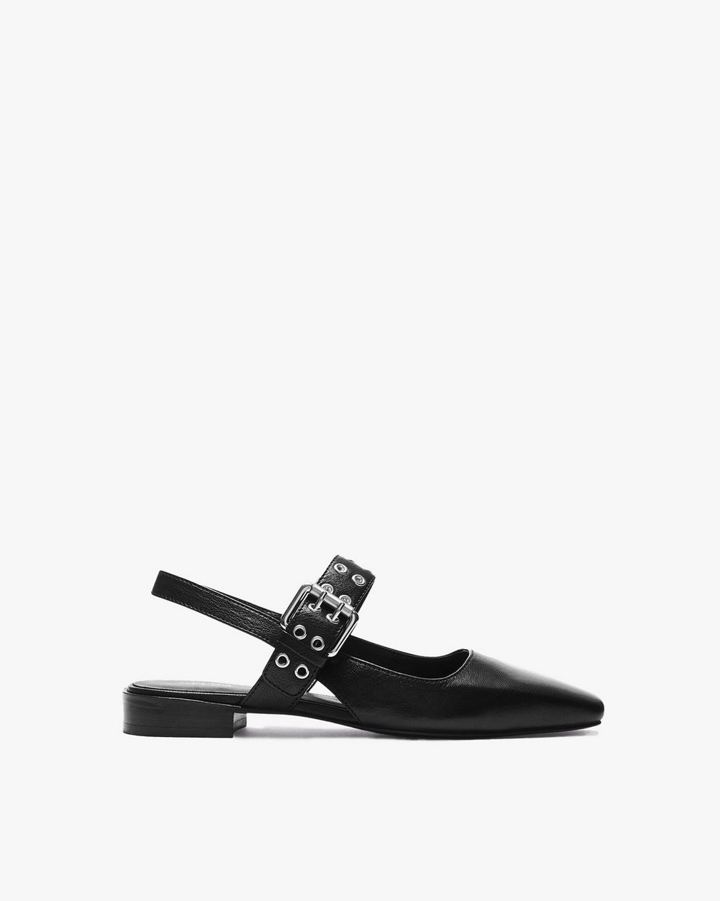 Astra Leather Slingback Flats Black