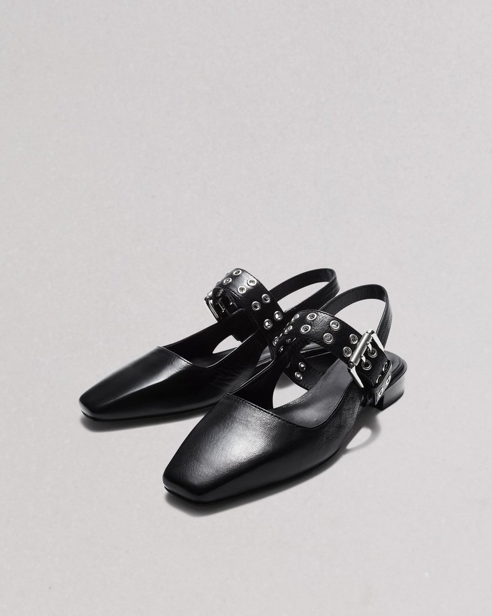 Astra Leather Slingback Flats Black - Image 3