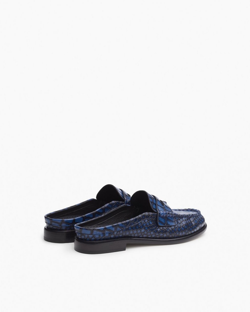 Carter Embossed Leather Mules Indigo Croc - Image 4