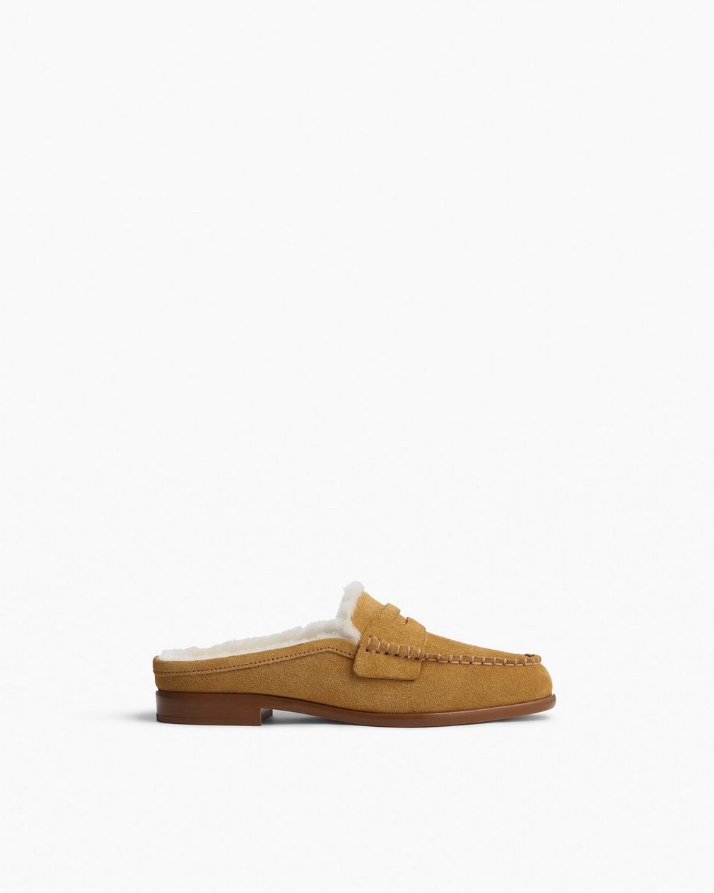 Carter Suede Shearling Mules Caramel Suede Shearling