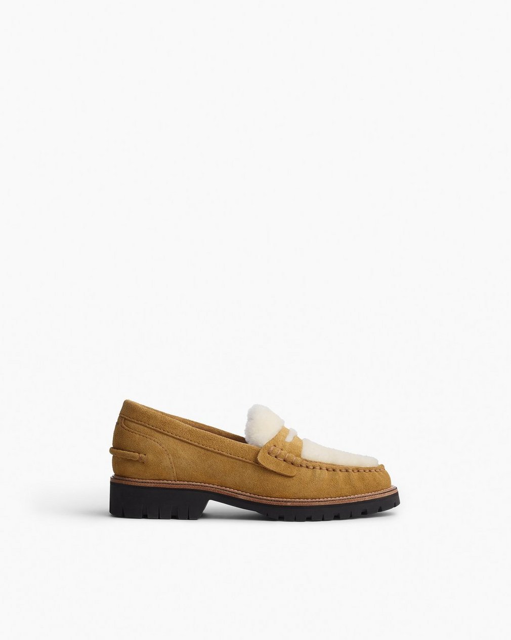 Corey Suede Shearling Loafers Caramel Suede Shearling