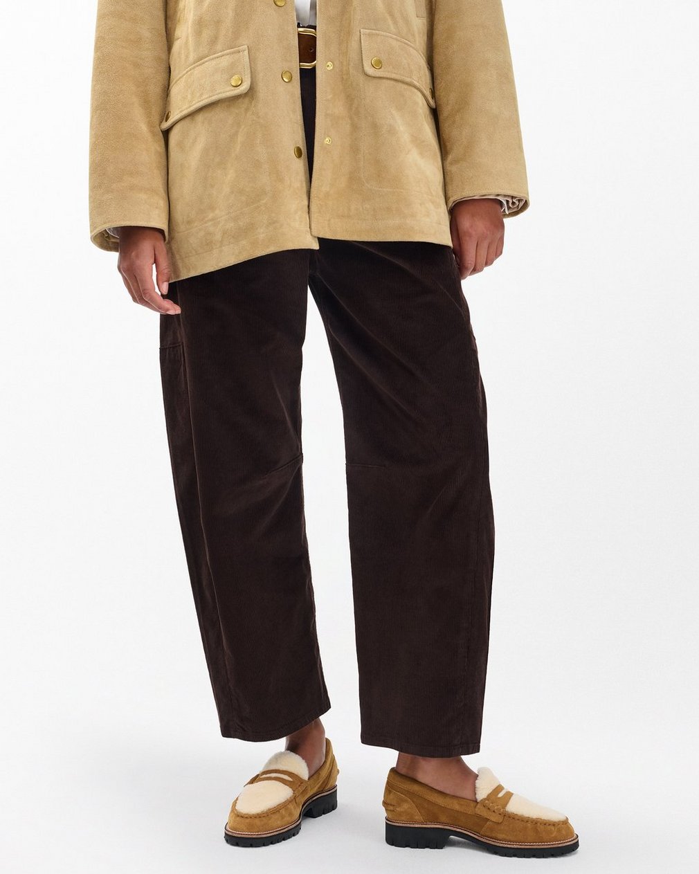 Corey Suede Shearling Loafers Caramel Suede Shearling - Image 2