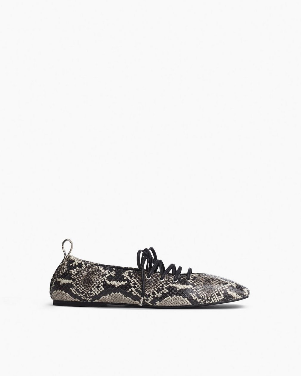 Sophia Embossed Leather Ballet Flats White Snake