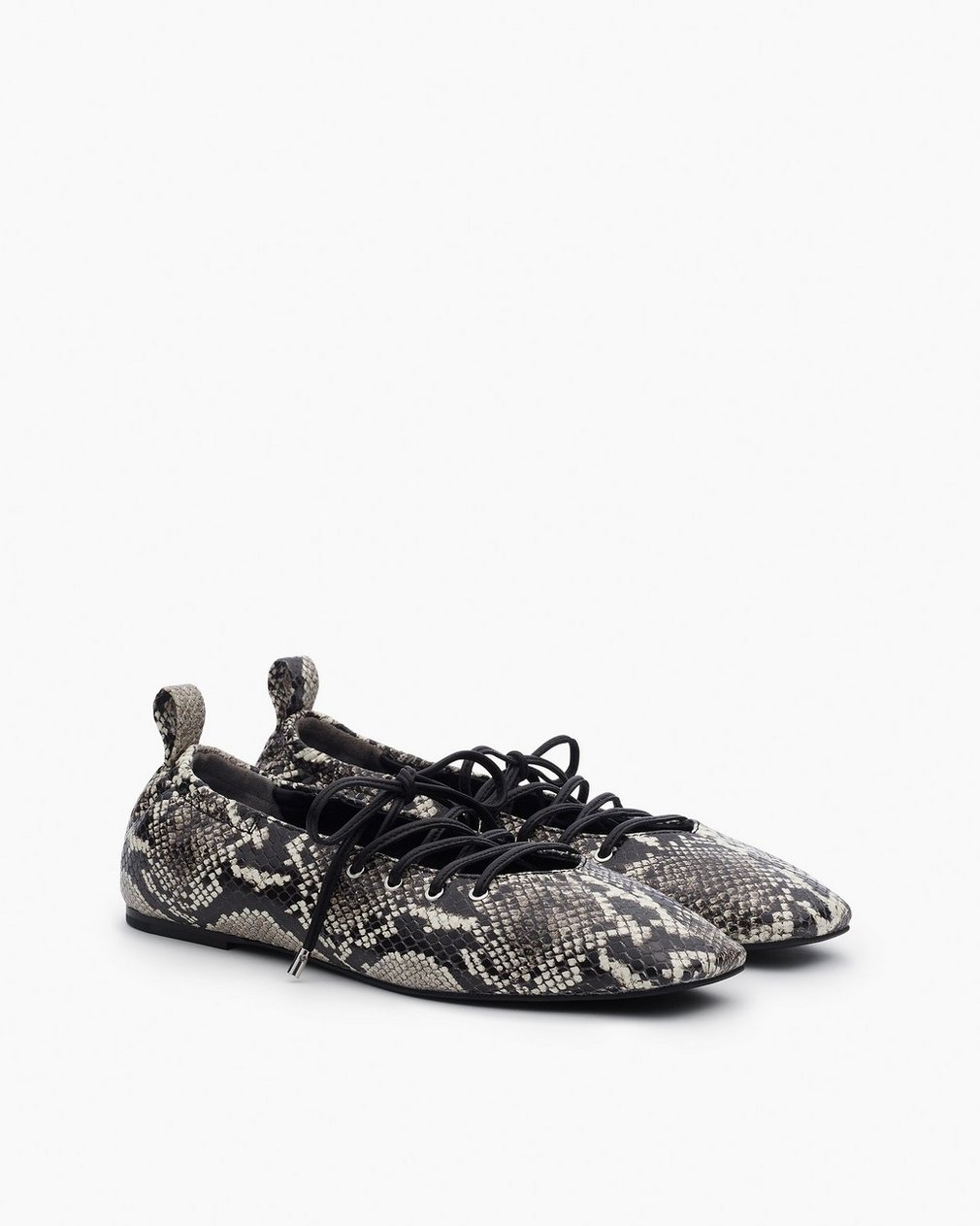 Sophia Embossed Leather Ballet Flats White Snake - Image 3