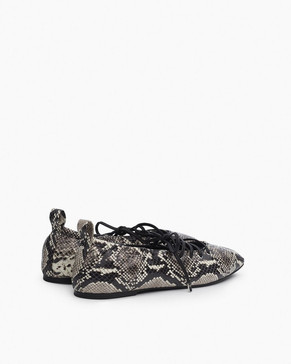 Sophia Embossed Leather Ballet Flats White Snake - Image 4