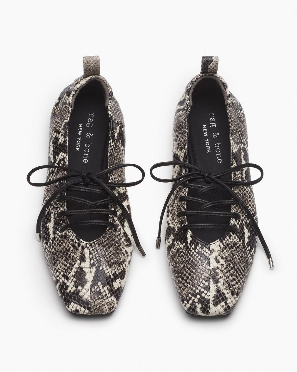 Sophia Embossed Leather Ballet Flats White Snake - Image 5