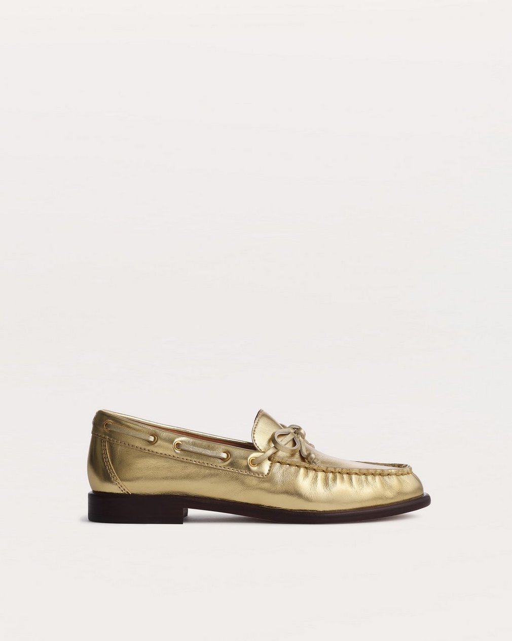 Carter Metallic Leather Boat Shoes Gold