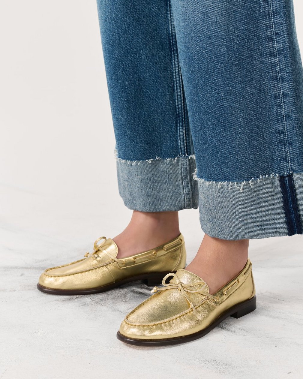 Carter Metallic Leather Boat Shoes Gold - Image 2