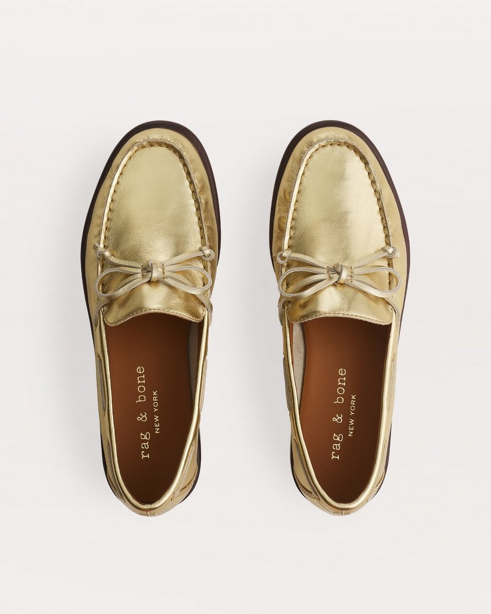 Carter Metallic Leather Boat Shoes Gold - Image 4